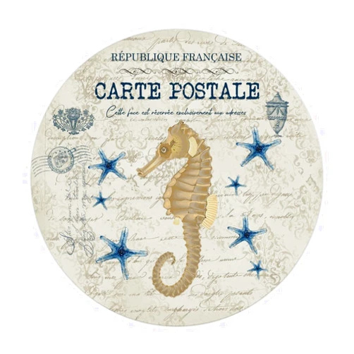 Blue Sea Theme Metal Tin Sign Antique Classic Tin Plaque with Saying Sea Horse Decorations Metal Sign Decor Gift Vintage Ocean Aluminum Metal Plaque for Man Cave Condo Balcony 12in Round