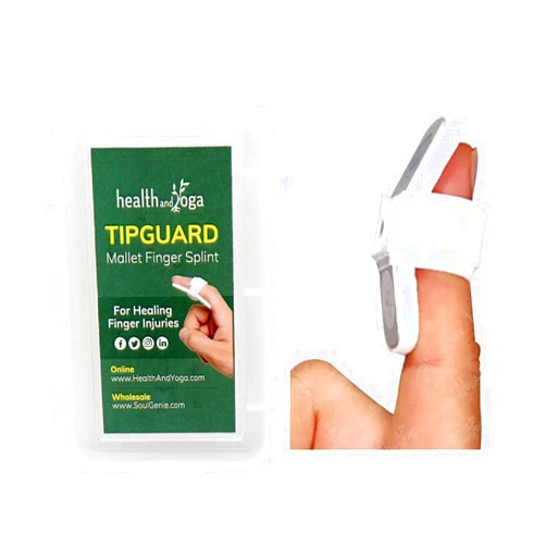 SoulGenie HealthAndYoga™ TipGuard Bendable Finger Splint for Mallet Finger Deformity -Post-Surgical Care- Adjustable Straightener -Trigger Finger Brace - 2 Sizes Set