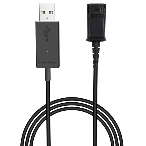 VoiceJoy USB Adapter Compatible with Plantronics Quick Disconnect (QD) Wired Headset (Connects Headset to PC, Laptop and Softphones)