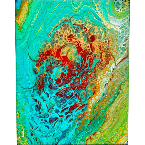 ByHandMade Water Swirling Over Rock Acrylic Pour Painting