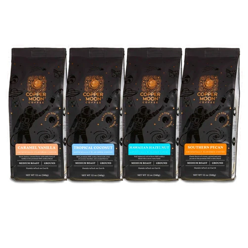 Copper Moon Ground Coffee, Medium Roast, Flavored Variety Pack, 12 Oz (Pack of 4)