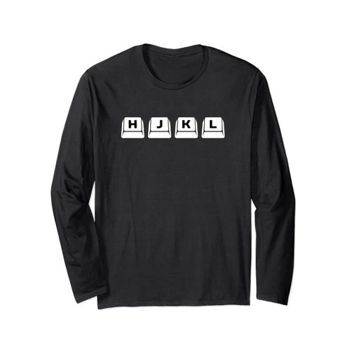 Vi & Vim Coder & Programmer Merch by Geeksta HJKL Computer Keyboard Keys Design for vi & Vim Users Long Sleeve T-Shirt