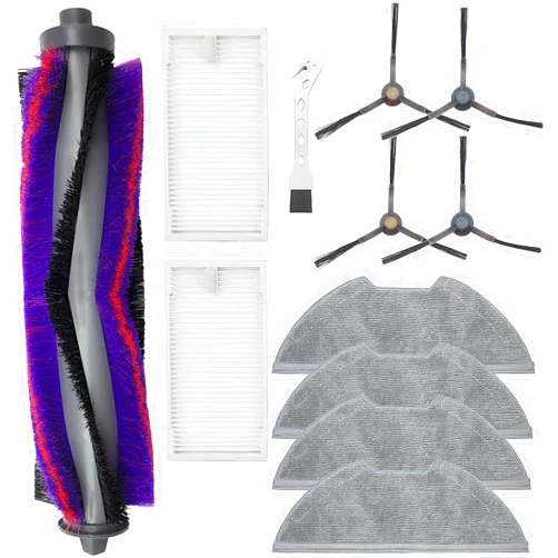 DianSung Accessories Kit for Eureka NERE10s E10S, ​​for Obode A8 A8 Plus, for Midea M9 Robot Vacuum Cleaner Replacement Parts, 1 Main Brush, 4 Side Brush, 2 Hepa Filter, 4 Mop Cloth