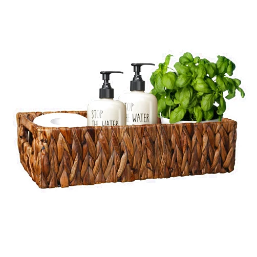 HOSROOME Water Hyacinth Storage Basket for Shelves Wicker Baskets for Organizing Toilet Paper Basket for Toilet Tank Top Decorative Basket for Closet, Bedroom, Bathroom, Entryway, Office Desk (Brown)