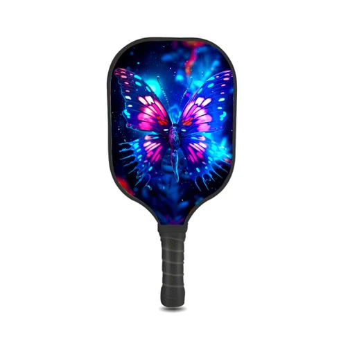 KUAVETO Pickleball Paddles Set with Designer Electronic Butterfly-Art cc26 Pattern Custom Made Honeycomb Polymer Core- Includes 2 Paddles, 4 Balls, and a Carry Bag