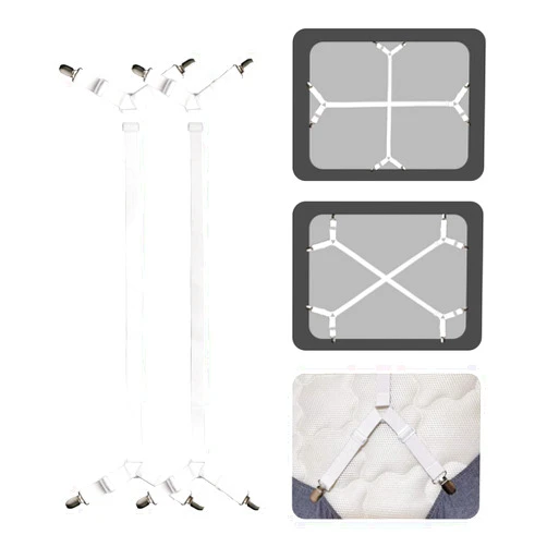 ACEDÉCOR Sheet Straps, Fitted Sheet Clips Under Mattress Keeping Sheets in Place, Bed Sheet Holder Straps for Twin, Full, Queen, King(White)