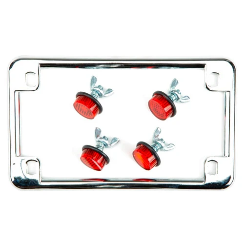 Chris Products LICENSE PLT FRM W/REFLCTR RED Tags License Frame w/ Reflectors CHR Red refl. - 0602