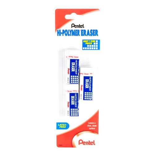 Pentel Hi-Polymer Block Eraser, Small, 3 Pack (ZEH05BP2F)