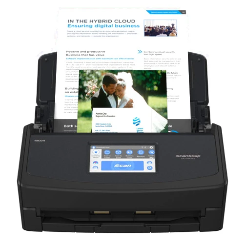 ScanSnap iX1600 Wireless or USB High-Speed Cloud Enabled Document, Photo & Receipt Scanner with Large Touchscreen and Auto Document Feeder for Mac or PC, 17 watts, Black