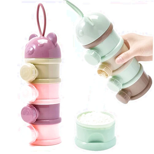 Manwetye 2 PCS Milk Powder Pots,Candy Storage Tank,Formula Dispenser Portable Milk Powder Formula Dispenser Container Pot Box Milk Cans Snack Storage Box for Travel,4 Layers Baby Milk Powder Dispenser