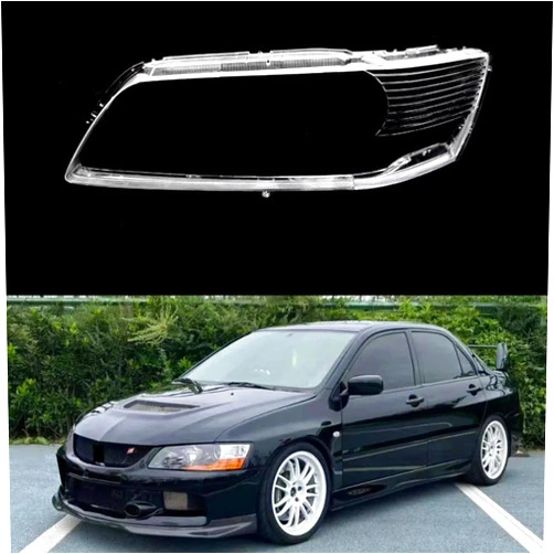 Ateldooly Car Headlight Shell Lamp Shade Transparent Lens Compatible with Mitsubishi Evolution EVO Nine Generations 2004 2005 2006 Headlight Cover (Color : Left)