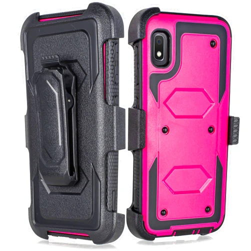 6-goodeals Galaxy A10e Case, Built-in [Screen Protector] Heavy Duty Full-Body Rugged Holster Armor Case [Belt Swivel Clip][Kickstand] Samsung Galaxy A10e 5.8inch (Purple)
