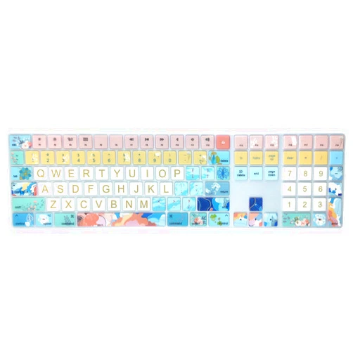 SANFORIN Silicone Keyboard Cover for Apple iMac Magic Keyboard with Numeric Keypad MQ052LL/A (Model: A1843, 2017 2018 Release), Cute Print Keyboard Skin, US Layout, Litter Flowers