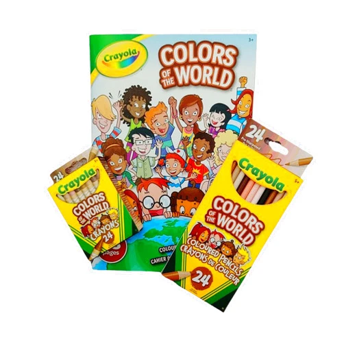 Crayola - Colors of the World Bundle - 24 Crayons + 24 Pencil Crayons + 48 pg Coloring Book - Great for kids of all ages.
