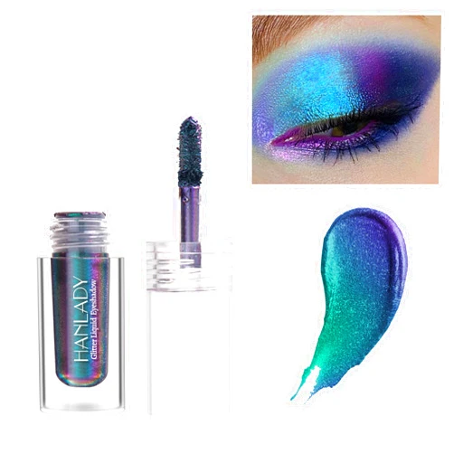 HANLADY Chameleon Eyeshadow Liquid Glitter Eye Makeup, Glitter Eyeshadow Intense Color Shifting Long Lasting with No Creasing, Quicky Dry & High Pigmented Shimmer Eye Shadow, Galaxy