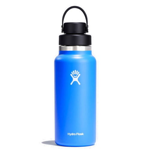 Hydro Flask Water Bottle - Insulated Stainless Steel - Wide Mouth Chug Lid, Non Spill, Leakproof in 32 Oz Cascade Blue