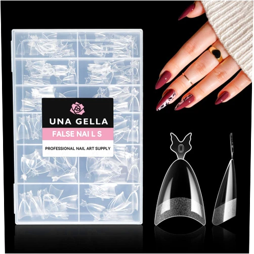 UNA GELLA Almond Shape Nail Tips Half Cover 216pcs Medium Almond Gel x Nail Tips Pre-buff Matte Soft Gel Almond Acrylic Press On Nails Easier Gel Nail Extentions Art Salon 12 Sizes