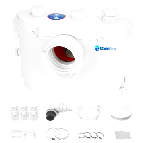 Dreamsani Macerator Pump for Macerating Toilet with 4 Water Inlets,Sewerage Water Pump for Easy Toilet Disposal Sewage Bathroom Kitchen Drainage