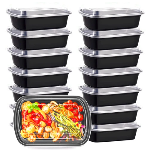 Kitch’nMore 38oz Meal Prep Containers, Extra Large &Thick Food Storage Containers with Lids, Reusable Plastic,Disposable Bento Box,Stackable,Microwave/Freezer/Dishwasher Safe, BPA Free (30Pack)