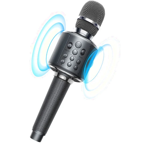 MetFut Wireless Bluetooth Karaoke Microphone, Built-in Loud Speaker for 10H Playback, Add Reverb/Duet Mode/Earbuds Monitoring, Portable Karaoke Machine for Entertainment & Singing Practice (Gray)