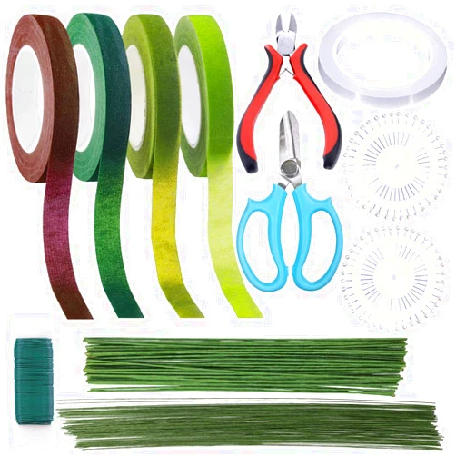 Supla Floral Arrangement Kit Floral Tools Wire Cutter Stem Floral Trimming Scissors Floral Wire 26 Gauge 22 Gauge Floral Stem Wire 14 Gauge Green Floral Tapes Bouquet Stem Wrap White Pearl Corsage Pin