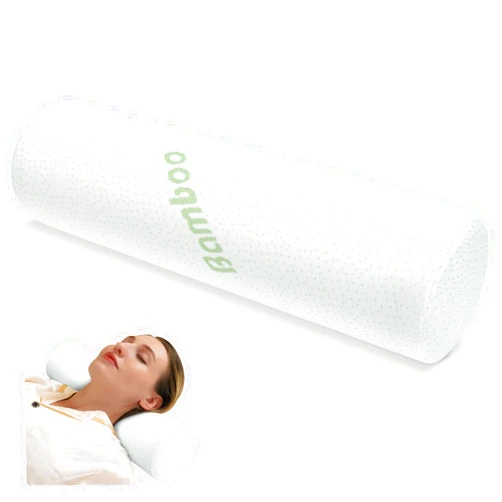 Urnexttour Cervical Neck Pillow Roll Memory Foam Support Round Pillows for Pain Relief Sleeping, Bed, Legs, Back and Yoga White 17 x 4.5 Inches