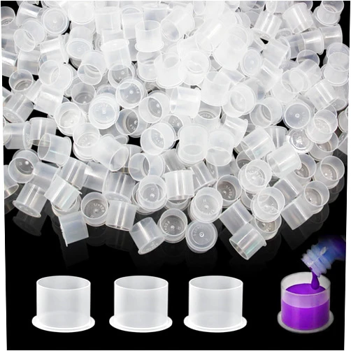 Narkysus Tattoo Ink Caps 1000pcs Disposable Large Tattoo Ink Cups with Base Plastic Pigment Caps Cups Permanent Makeup Container Cups for Tattoo Ink and Pigment, Tattoo Needles, Tattoo Supply