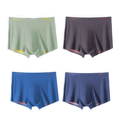 Arjen Kroos Mens Ice Silk Underwear Seamless Trunk Boxers Briefs with Pouch Double Sided Breathable Short Leg Underpants