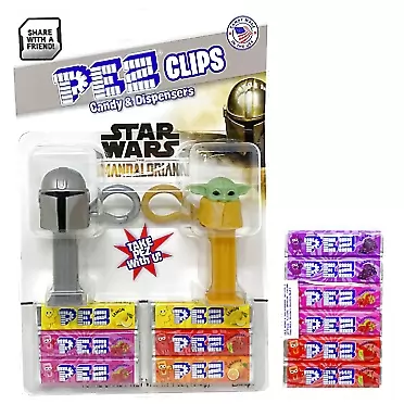 PezCandy Pez Candy Star Wars The Mandalorian & The Child (Baby Yoda) Pez Dispenser Clips with Candy, Pez Candy Dispenser Refill