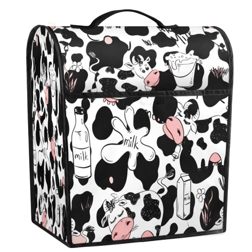 Tavisto Cute Cow Print Stand Mixer Cover Kitchen Dust-Proof Mixer Cover Compatible with 6-8 Quarts Milk Kitchen Aid Stand Mixer Waterproof Storage Cover with Handle and Pockets