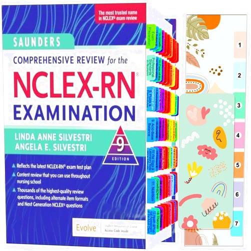 Generic Index Tabs for Saunders Comprehensive Review for NCLEX-RN 9th Edition. 68 Color-Coded Laminated Tabs, with Page Numbers and Alignment Card, Bookmarker. (Book not Included)