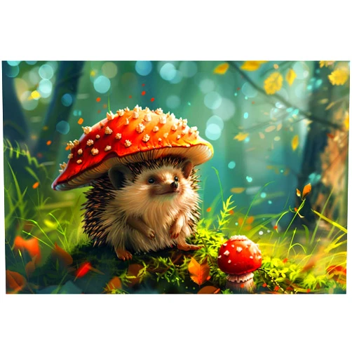 Spesdke Unique Vintage Wall Art, Forest Hedgehogs Framed Poster Series,Vintage Painted Canvas Wall Decor Studio Club Decor 8x12 inch