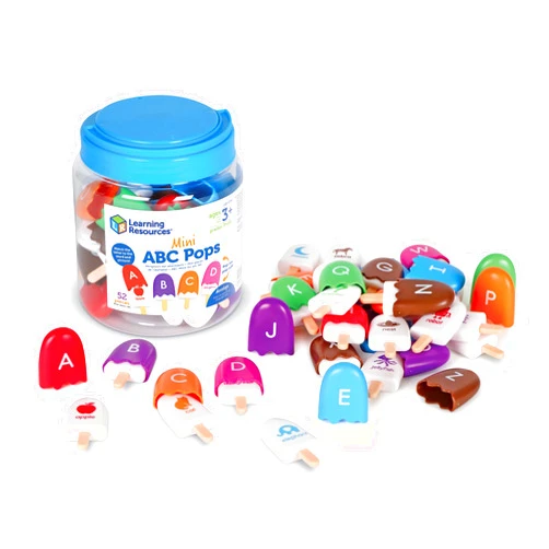 Learning Resources Mini ABC Pops, 52 Pieces, Ages 3+, Vocabulary Words, Alphabet, fine Motor Skills Toys, Toddler Learning Toys, Preschool Learning Activities, Montessori Toys for Kids