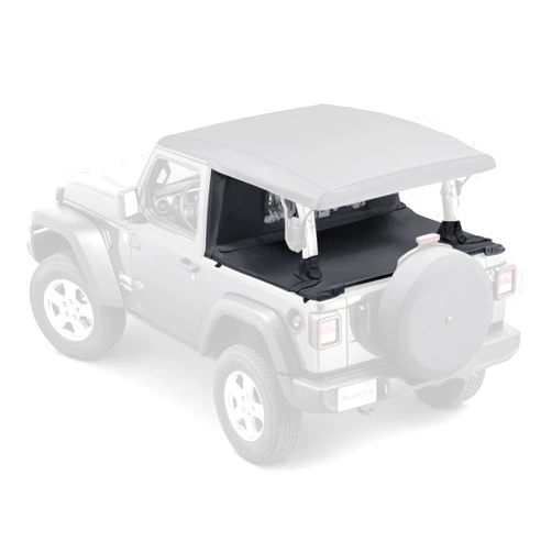 MasterTop Wind Stopper Plus and Tonneau Cover Combo Kit, Black MasterTwill - Fits Jeep Wrangler JL 2-Door 2018-2021 - Keeps Wind and Water Out of The Cab - Wind Breaker Blocks Backdrafts