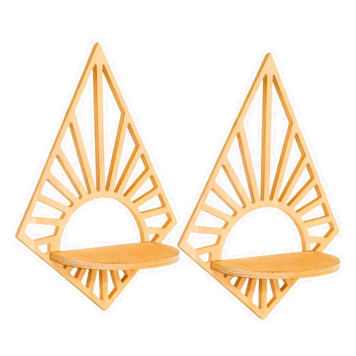 Viprest 2 Pcs Boho Floating Shelves Wall Shelves Bohemian Hanging Shelf Wooden Candle Holders Wall Mounted Wood Shelves for Living Room Bathroom Bedroom Classroom Office Nursery Wall Decor (Diamond)