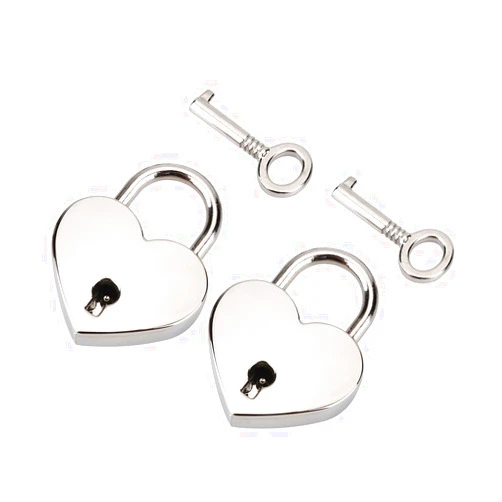 Tosuny 2 sets Vintage Style Mini Heart Padlocks Key Lock with Keys for Luggage Diary Book Jewelry Box Silver