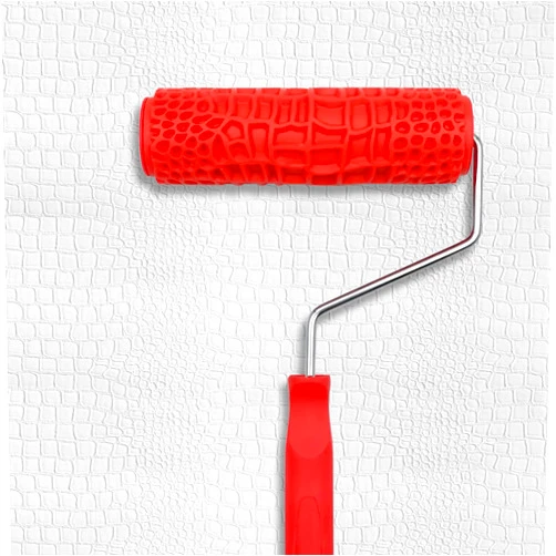 YGFRSTO Patterned Paint Roller 7'', 3D Embossing Rubber Roller for Wall Decoration, DIY Pattern Texture Tools, Household Wall Painting (Crocodile Pattern)