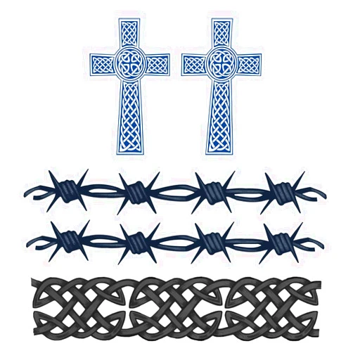 Inking House Set of 5 x Semi Permanent temporary Tattoo Waterproof Lasts 1-2 weeks Celtic Christian Cross barbed wire tribal arm band