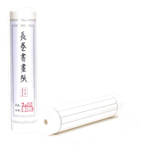 MEGREZ Chinese Calligraphy Brush Writing Practice Paper, Xuan Paper Roll Rice Paper Calligraphy with Vertical Grids, 35cm x 50m(13.8in x 164ft), Half Raw Ripe Xuan Paper, 2cm/Grid, White