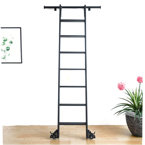 HARDJULAN 3.3FT Hook On Rolling Library Ladder Track Kit with 96