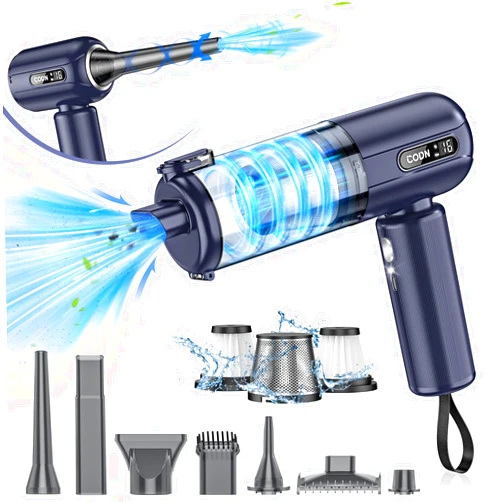 CODN Handheld Car Vacuum Cleaner, 16000PA Air Duster & Vacuum Cleaner, 120W High Power Car Vacuum Portable Cordless with Multi-Nozzles, Mini Hand held Vacuum Rechargeable for Home, Car, Pet, Office