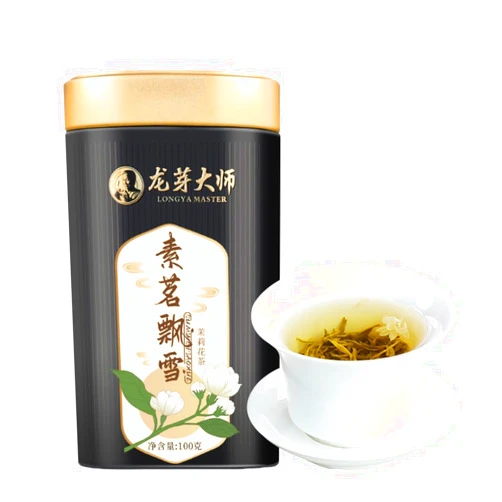 Longya Master jasmine tea chinese 2024 new Sichuan Emei Mountain High Mountain Tea Garden strong jasmine green tea natural quality tea bulk tin Emei Su Ming drizzling snow 3.5.oz（100g）