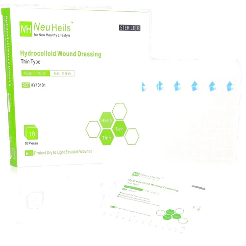 NEUHEILS Hydrocolloid Bandages Hydrocolloid Wound Dressing Thin Type 4''x4'' for Dry to Light Exudate Wound, Bed Sore, Pressure Ulcer, Minor Burns, Abrasions, Cuts, 10 Packs from NeuHeils