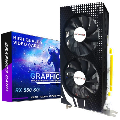 SHOWKINGS Radeon RX 580 8GB Graphics Card, 256Bit 2048SP GDDR5 AMD Video Card for Pc Gaming, DP HDMI DVI-Output, PCI Express 3.0 with Dual Fan for Office and Gaming