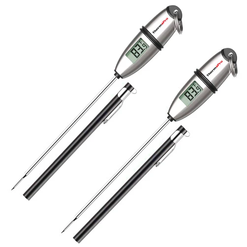ThermoPro TP-02S（2 Pack） Instant Read Meat Thermometer Digital Cooking Food Thermometer with Super Long Probe for Grill Candy Kitchen BBQ Smoker Oven Oil Milk Yogurt Temperature