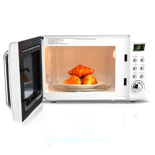 Safeplus Retro Microwave Oven,Safeplus 0.7Cu.ft, Countertop 700W Microwaves with Cold Rolled Steel Plate 5 Micro Power Defrost & Auto Cooking Function LED Display Glass Turntable and Viewing Window Child Lock