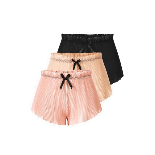 SweatyRocks Women's 3 Pack Bow Front Low Rise Pleated Mini Boyshorts Underwear Sets