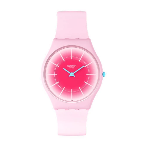 Swatch Unisex Casual Pink Watch Bio-sourced Material Quartz Radiantly Pink