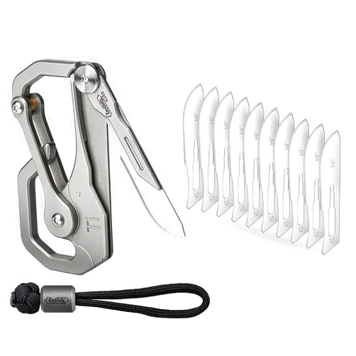 KeyUnity KU00 Quick Release Ti Carabiner & #10 Carbon Steel Scalpel Blades 10pcs Bundle