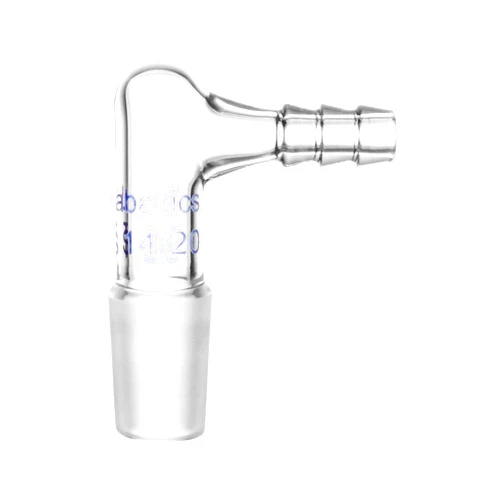 Labasics Glass 90 Degree Vacuum/Gas Adapter, Borosilicate Glass Bent Inlet Adapter with 14/20 Inner Joint and Hose for Laboratory Lab Supply